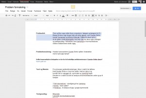 Eksempel på arbejde i Google Docs